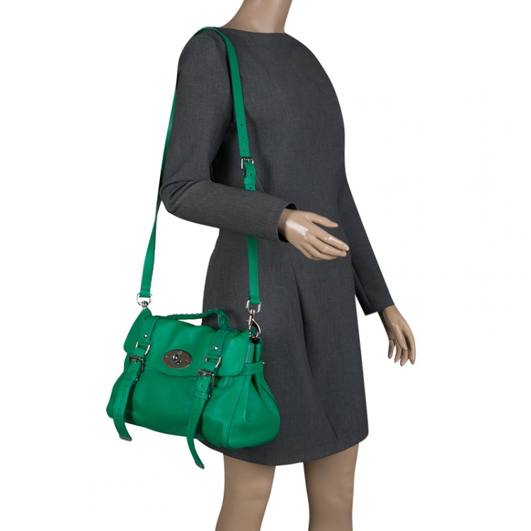 Pre Owned Mulberry Green Leather Alexa Satchel 