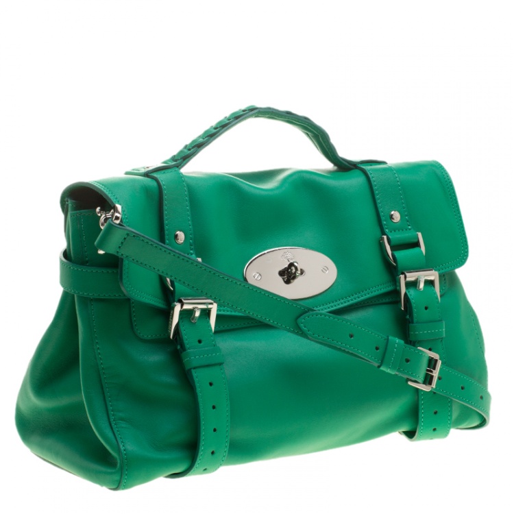 Pre Owned Mulberry Green Leather Alexa Satchel 