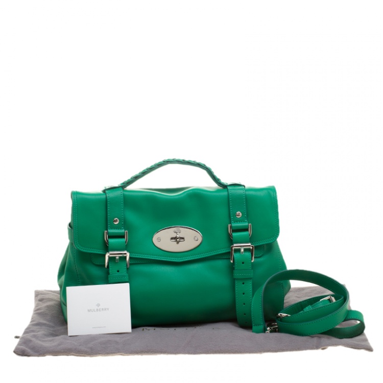 Pre Owned Mulberry Green Leather Alexa Satchel 