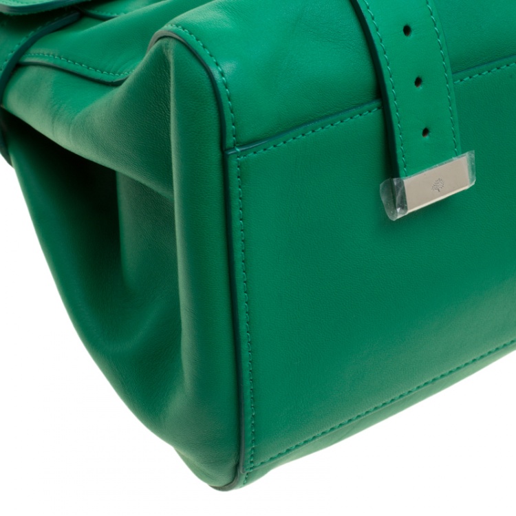 Pre Owned Mulberry Green Leather Alexa Satchel 