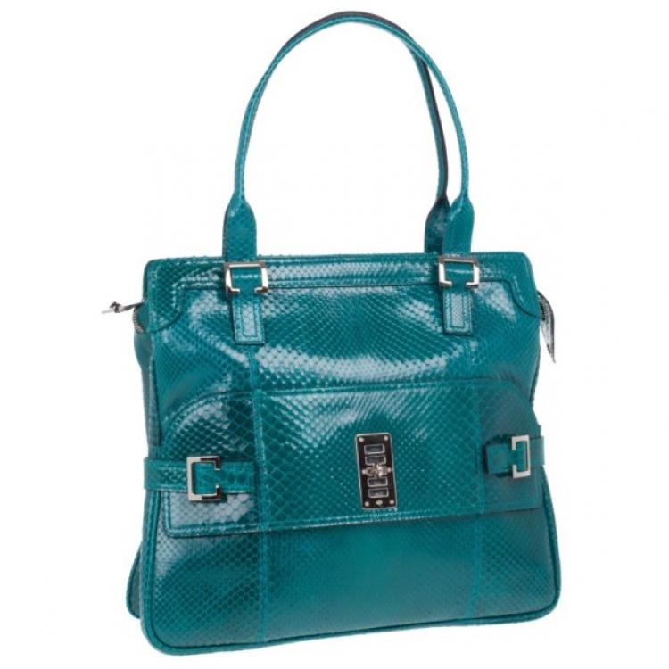 Pre Owned Mulberry Turquoise Python Skin Maggie