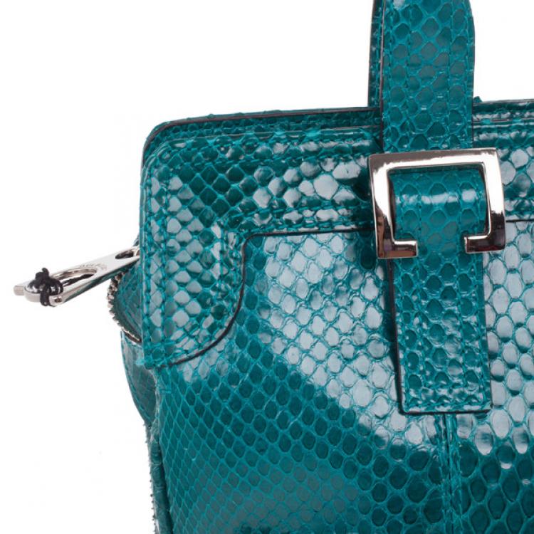 Pre Owned Mulberry Turquoise Python Skin Maggie