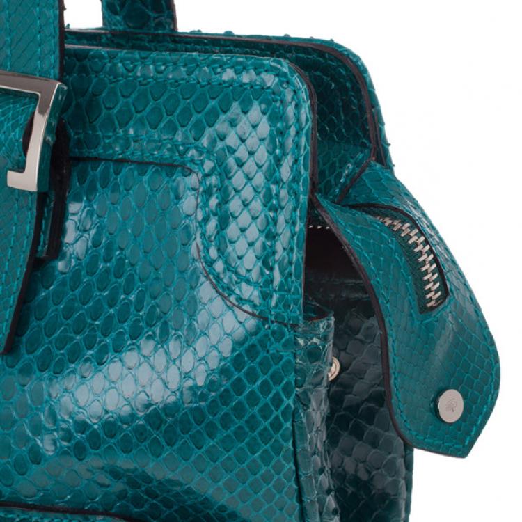 Pre Owned Mulberry Turquoise Python Skin Maggie