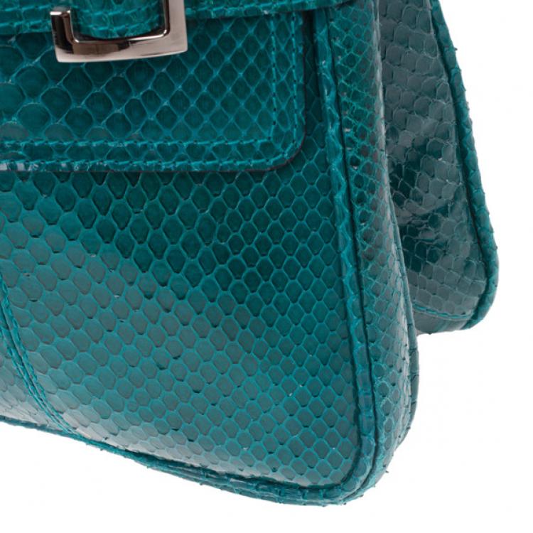Pre Owned Mulberry Turquoise Python Skin Maggie