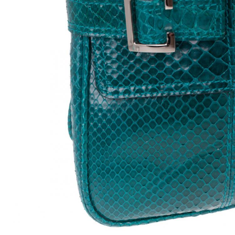 Pre Owned Mulberry Turquoise Python Skin Maggie