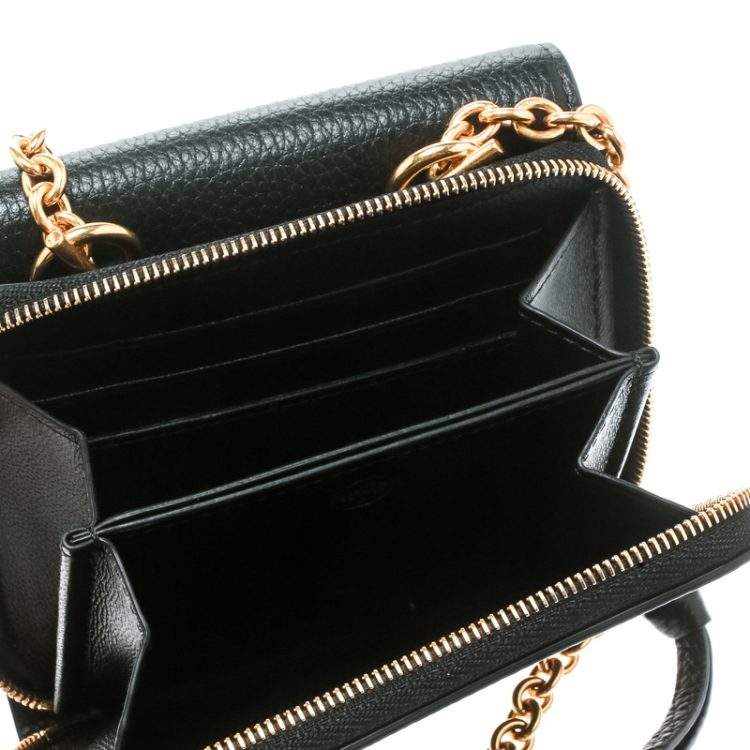 Pre Owned Mulberry Black Leather Chain Purse