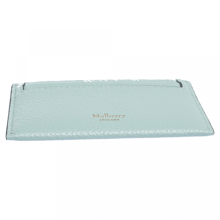 Pre Owned Mulberry Powder Blue Grained Leather Card holder