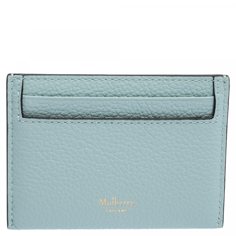 Pre Owned Mulberry Powder Blue Grained Leather Card holder