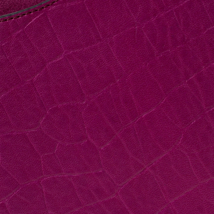 Pre Owned Mulberry Purple Croc Embossed Leather iPad Sleeve Case