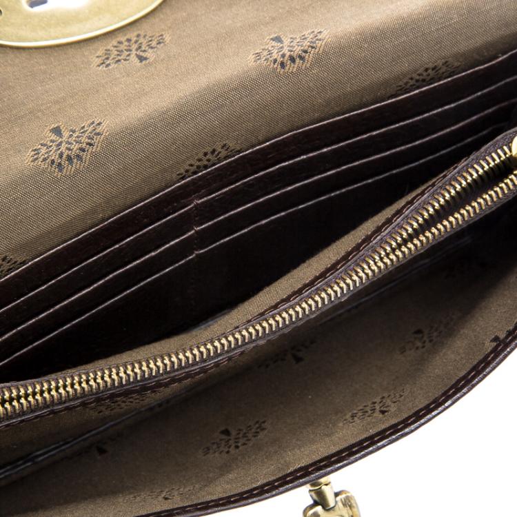 Pre Owned Mulberry Dark Brown Leather Long Locked Clutch