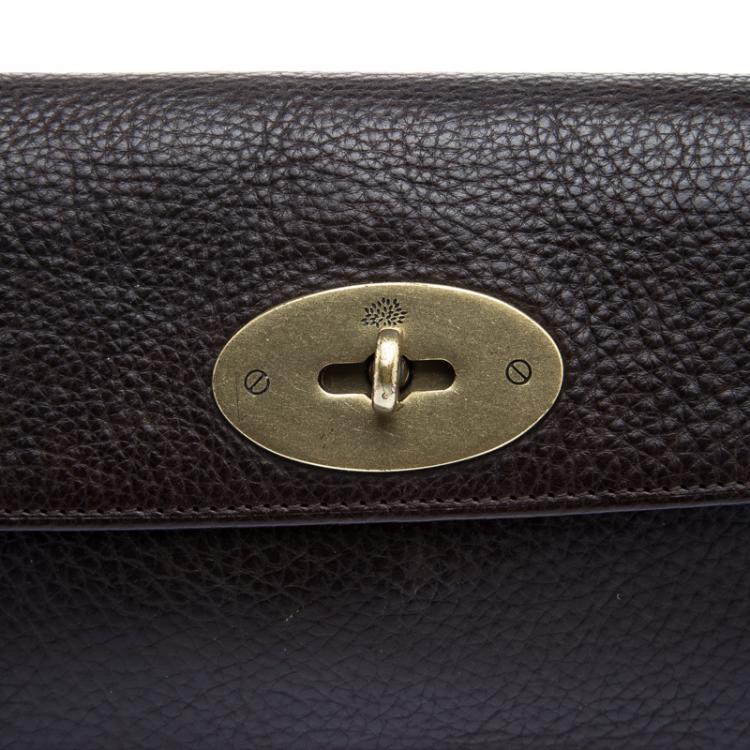 Pre Owned Mulberry Dark Brown Leather Long Locked Clutch