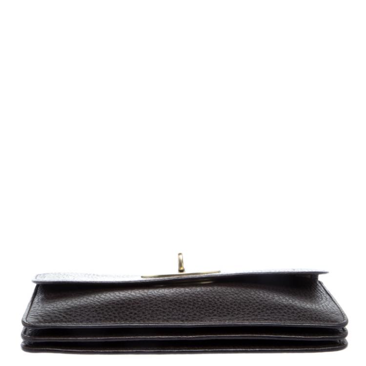 Pre Owned Mulberry Dark Brown Leather Long Locked Clutch