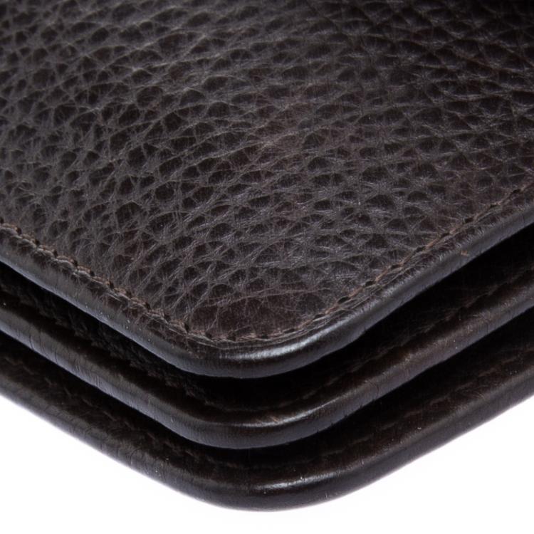Pre Owned Mulberry Dark Brown Leather Long Locked Clutch