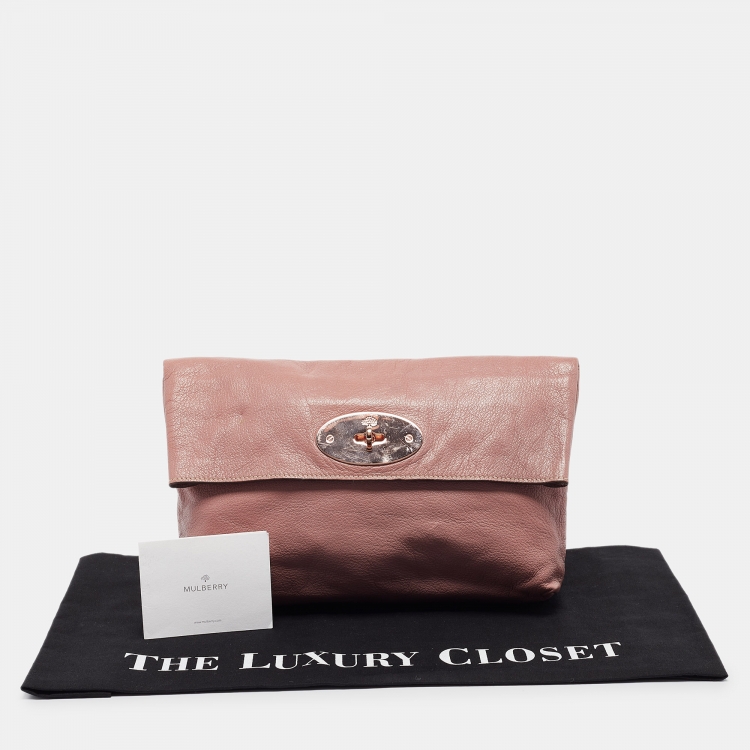 Pre Owned Mulberry Pink Leather Clemmie Clutch