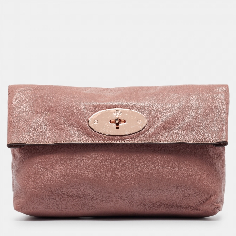 Pre Owned Mulberry Pink Leather Clemmie Clutch