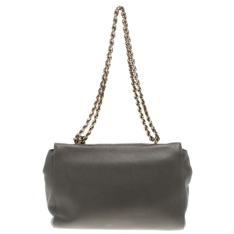 Pre Owned Mulberry Dark Grey Leather Lily Shoulder Bag