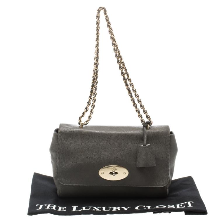 Pre Owned Mulberry Dark Grey Leather Lily Shoulder Bag