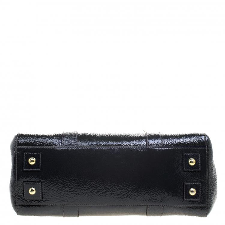 Pre Owned Mulberry Graphite Patent Leather Bayswater Satchel 