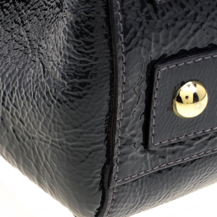 Pre Owned Mulberry Graphite Patent Leather Bayswater Satchel 