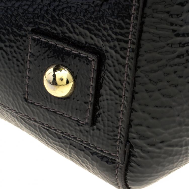 Pre Owned Mulberry Graphite Patent Leather Bayswater Satchel 
