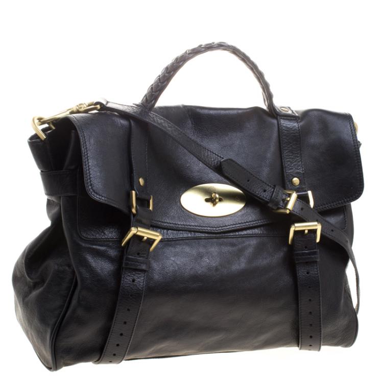 Pre Owned Mulberry Black Leather Oversized Alexa Satchel