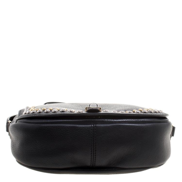 Pre Owned Mulberry Black Leather Studded Tessie Crossbody Bag