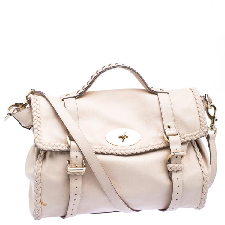 Pre Owned Mulberry Beige Leather Oversized Alexa Satchel