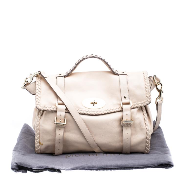 Pre Owned Mulberry Beige Leather Oversized Alexa Satchel