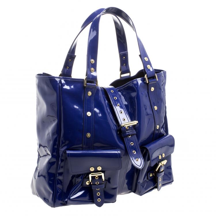Pre Owned Mulberry Blue Patent Leather Roxanne Tote