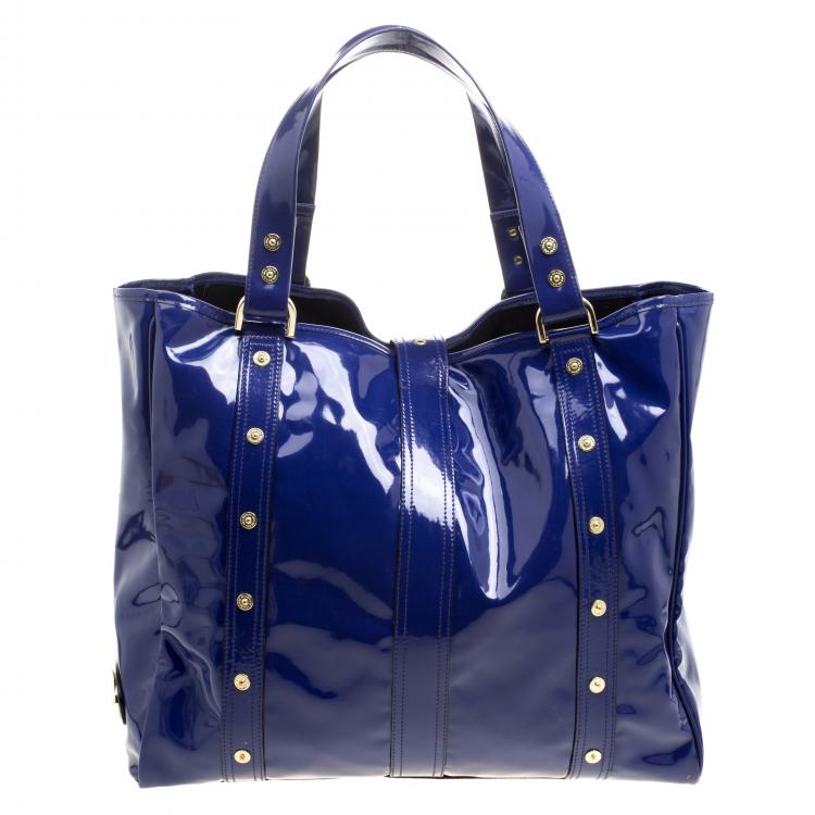 Pre Owned Mulberry Blue Patent Leather Roxanne Tote
