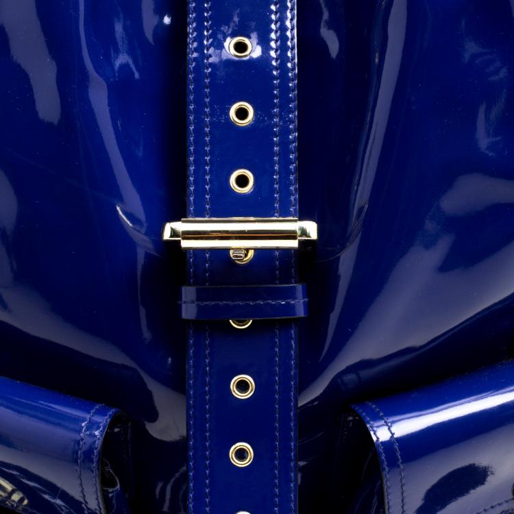 Pre Owned Mulberry Blue Patent Leather Roxanne Tote