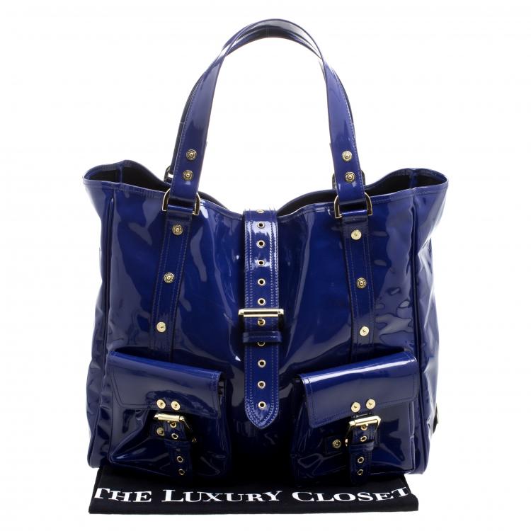 Pre Owned Mulberry Blue Patent Leather Roxanne Tote