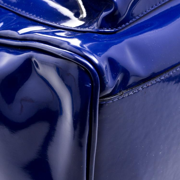 Pre Owned Mulberry Blue Patent Leather Roxanne Tote