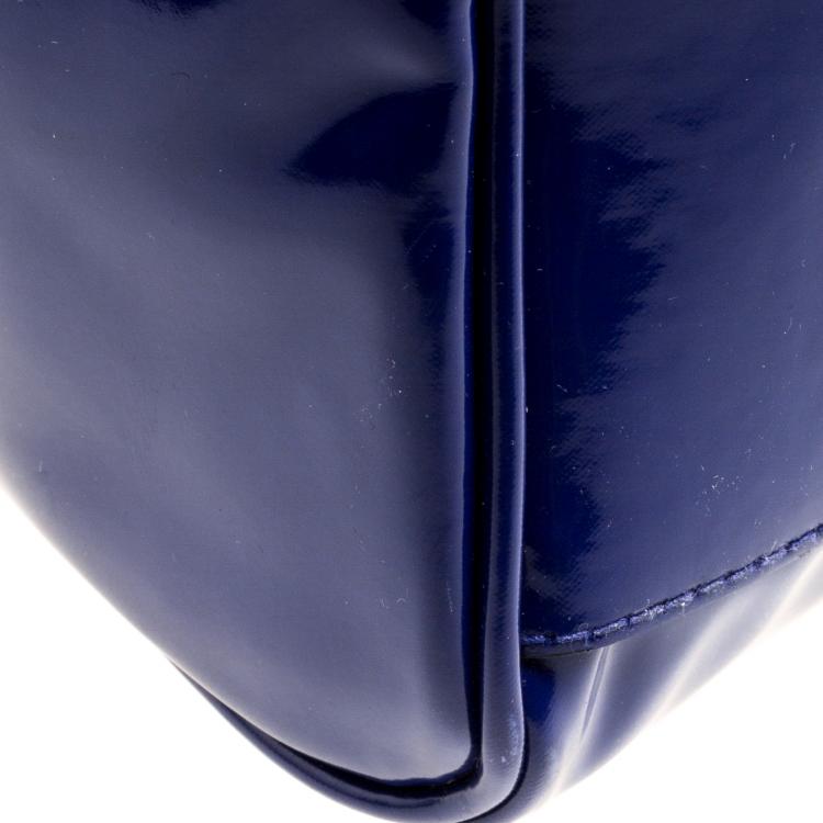 Pre Owned Mulberry Blue Patent Leather Roxanne Tote