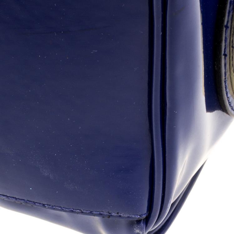 Pre Owned Mulberry Blue Patent Leather Roxanne Tote