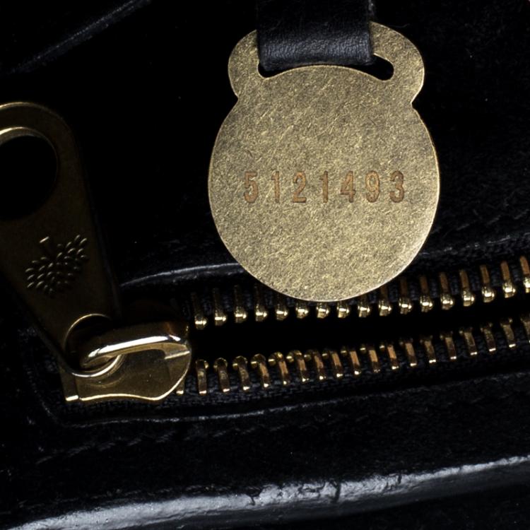 مملوكة مسبقًا Mulberry Black Croc Embossed Leather Bayswater Satchel