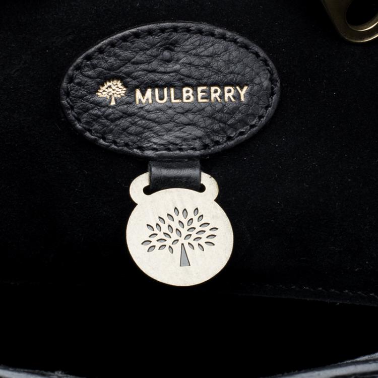 مملوكة مسبقًا Mulberry Black Croc Embossed Leather Bayswater Satchel