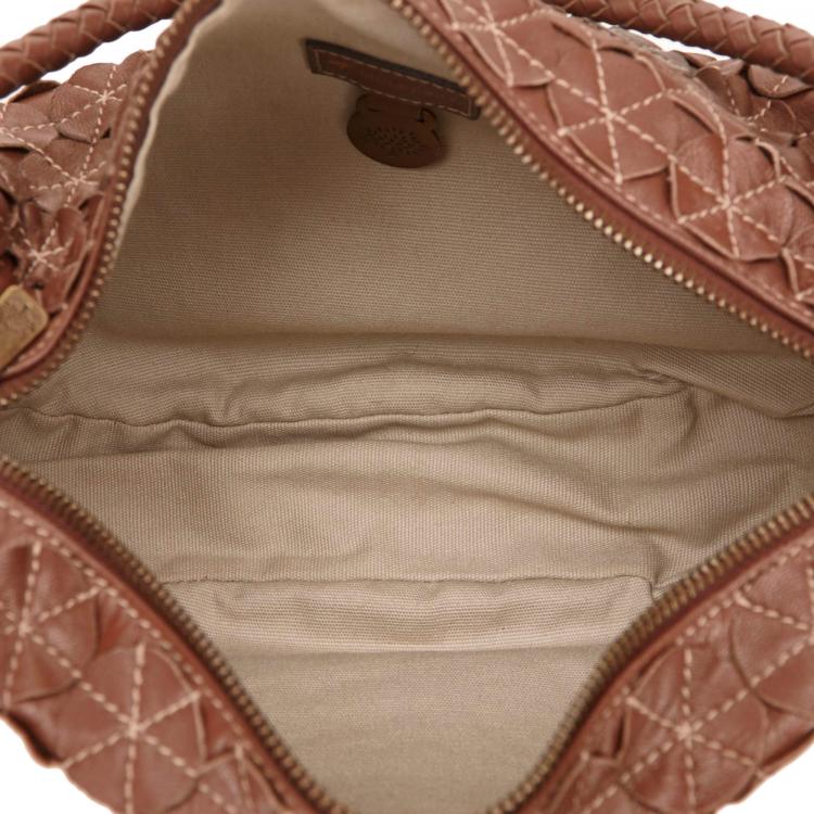 Pre Owned Mulberry Brown Textured Leather Tassel Hobo
