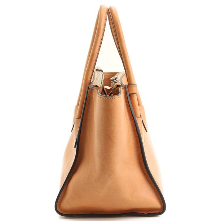 Pre Owned Prada Camel Glace Calfskin Leather Twin Pocket Double Handle Tote