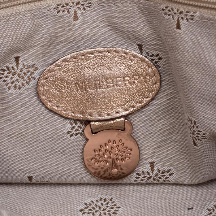 Pre Owned Mulberry Gold Leather Oversized Alexa Satchel