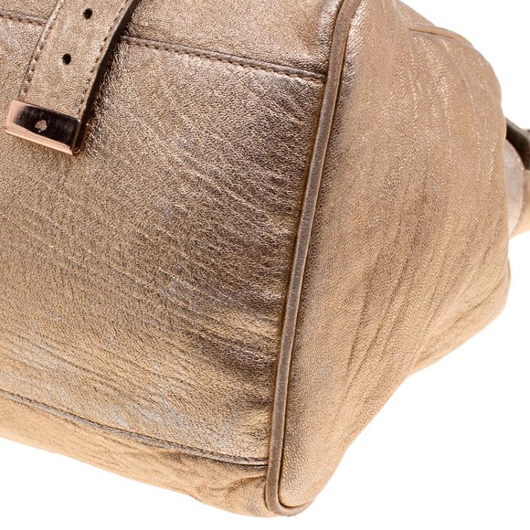 Pre Owned Mulberry Gold Leather Oversized Alexa Satchel
