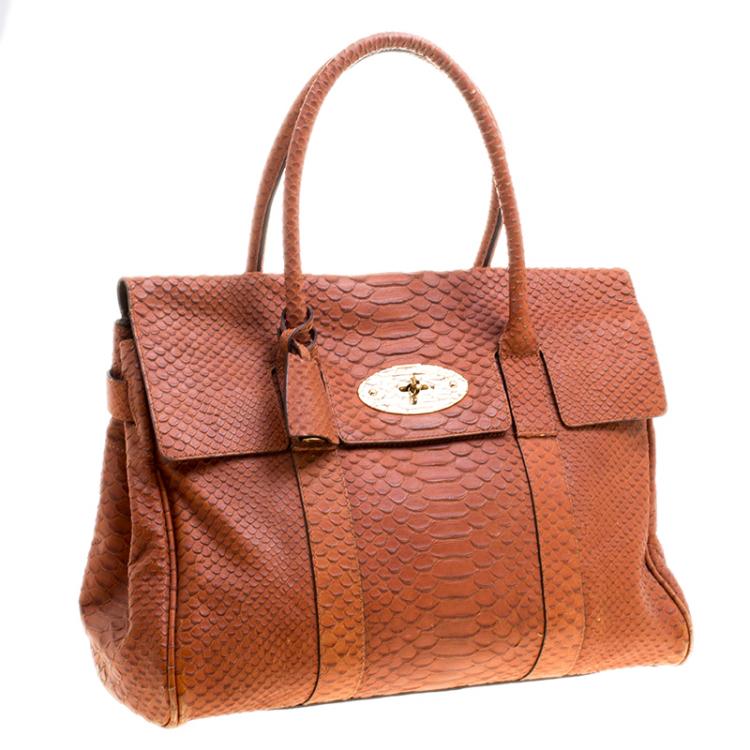 Mulberry Copper Python Embossed Leather Bayswater Satchel Mulberry ...