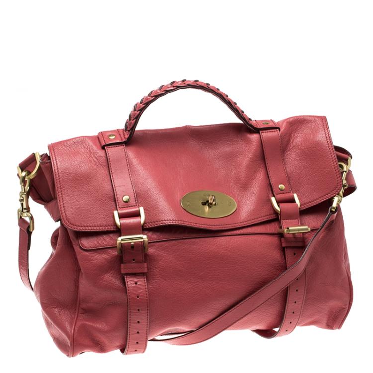 Pre Owned Mulberry Red Leather Oversized Alexa Satchel