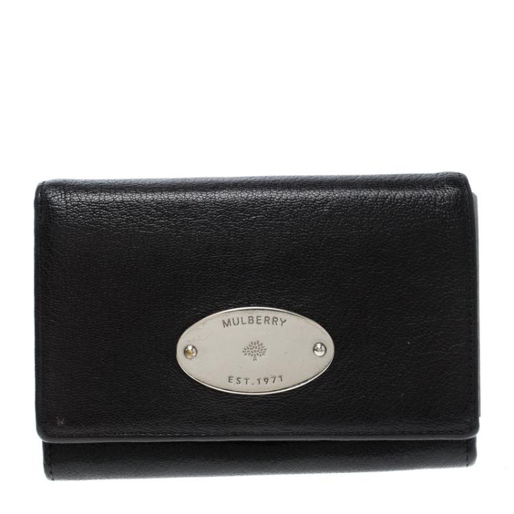 Pre Owned Mulberry Black Leather Small Continental Wallet