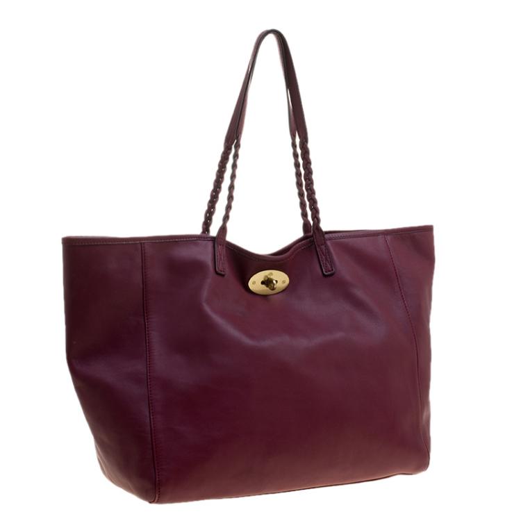 Pre Owned Mulberry Burgundy Nappa Soft Leather Medium Dorset Tote