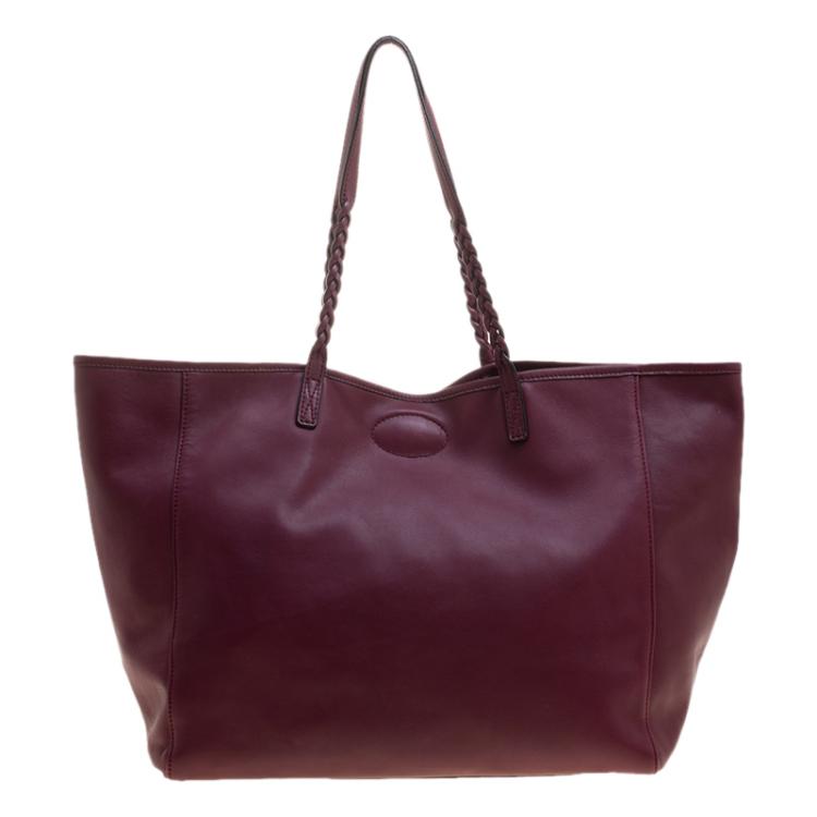 Pre Owned Mulberry Burgundy Nappa Soft Leather Medium Dorset Tote