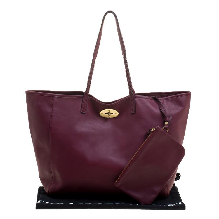 Pre Owned Mulberry Burgundy Nappa Soft Leather Medium Dorset Tote