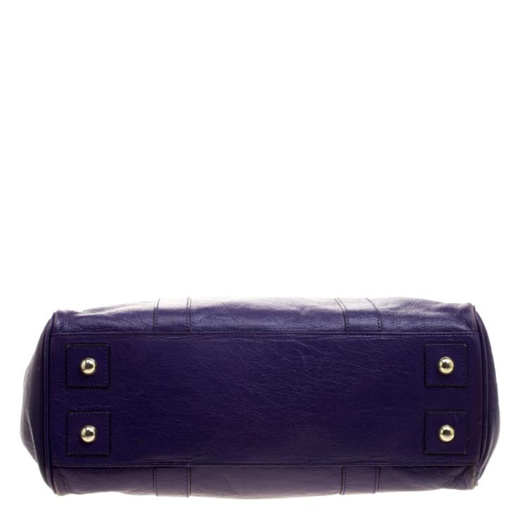 Pre Owned Mulberry Purple Leather Bayswater Satchel