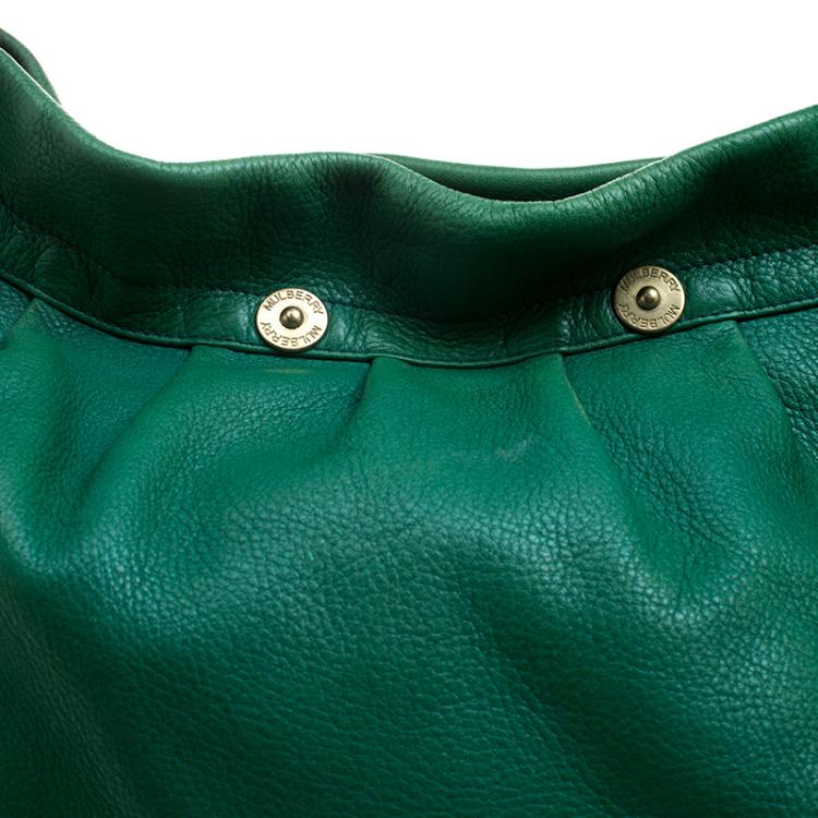 Pre Owned Mulberry Green Pebbled Leather Mitzy Hobo