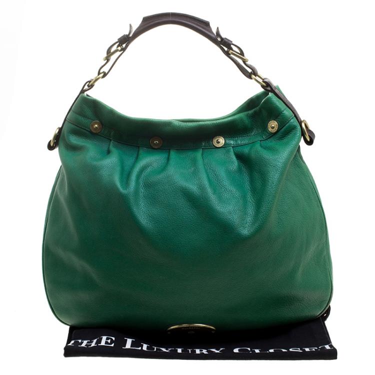 Pre Owned Mulberry Green Pebbled Leather Mitzy Hobo